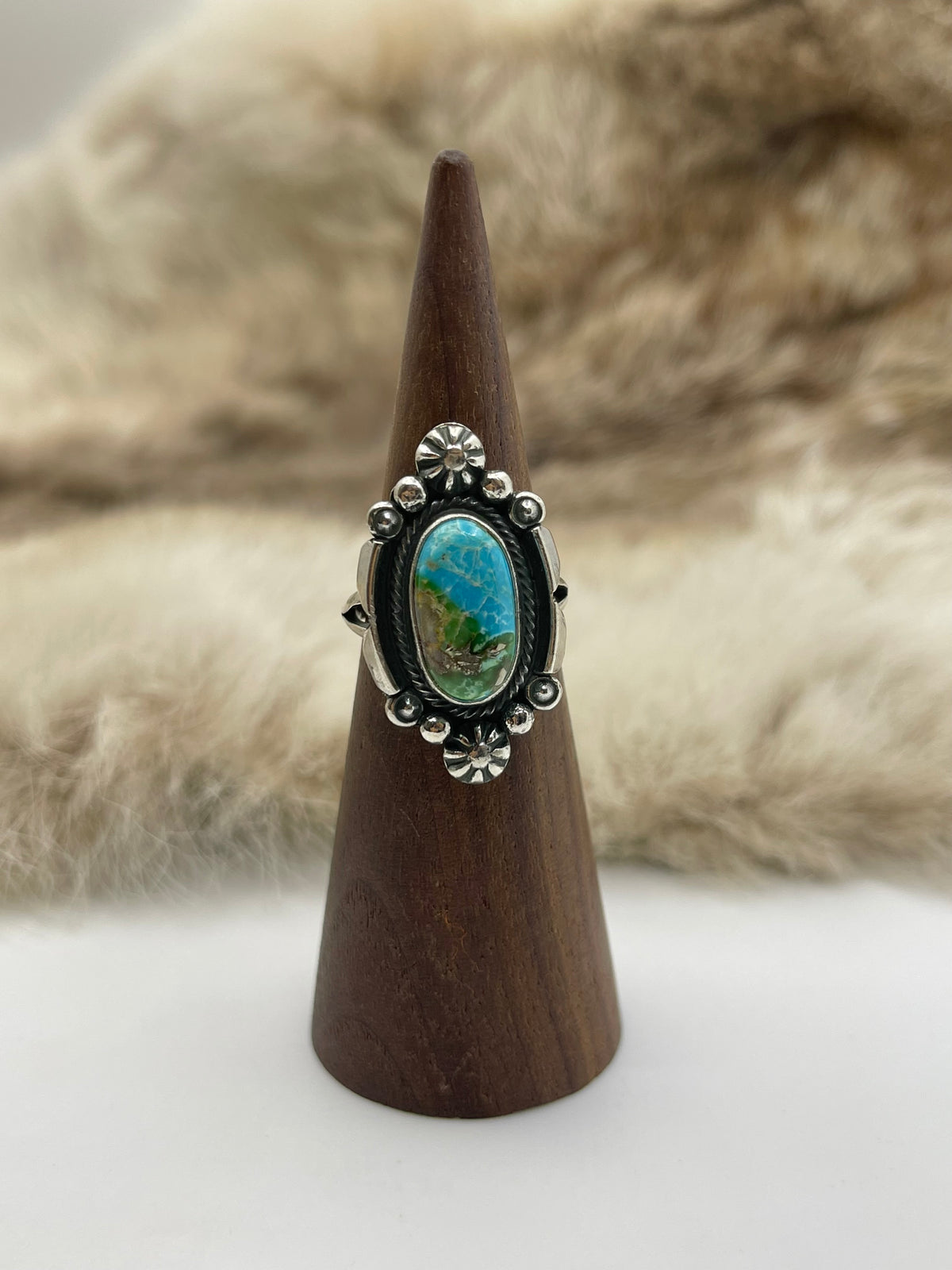 7.0 Sonoran Gold Turquoise Ring by Marita Benally, Navajo
