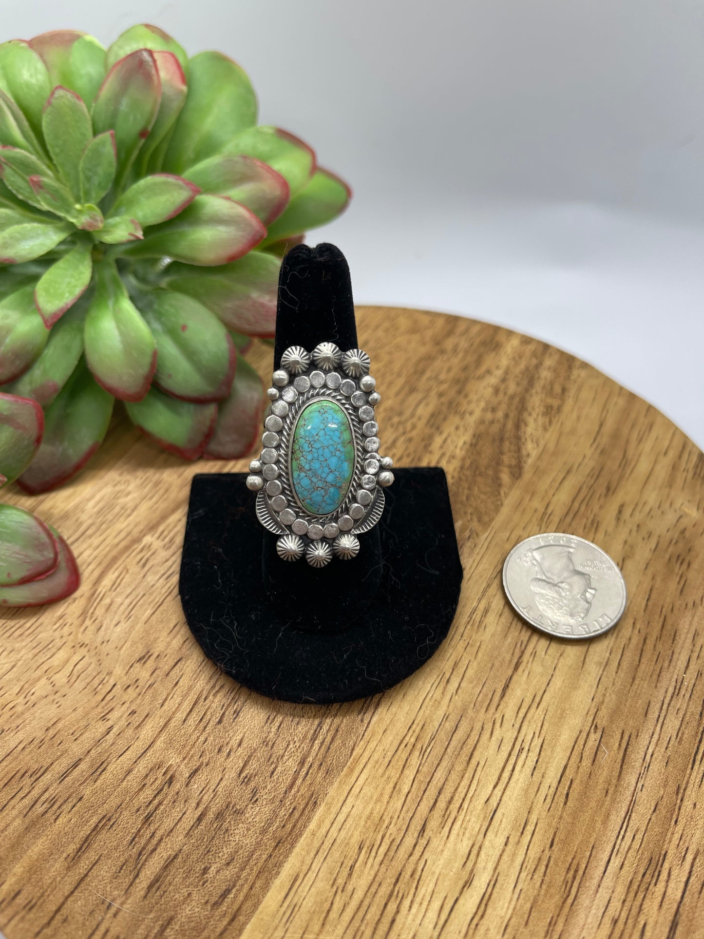 8.5 Sonoran Gold Turquoise Oval Ring by Tom Lewis, Navajo