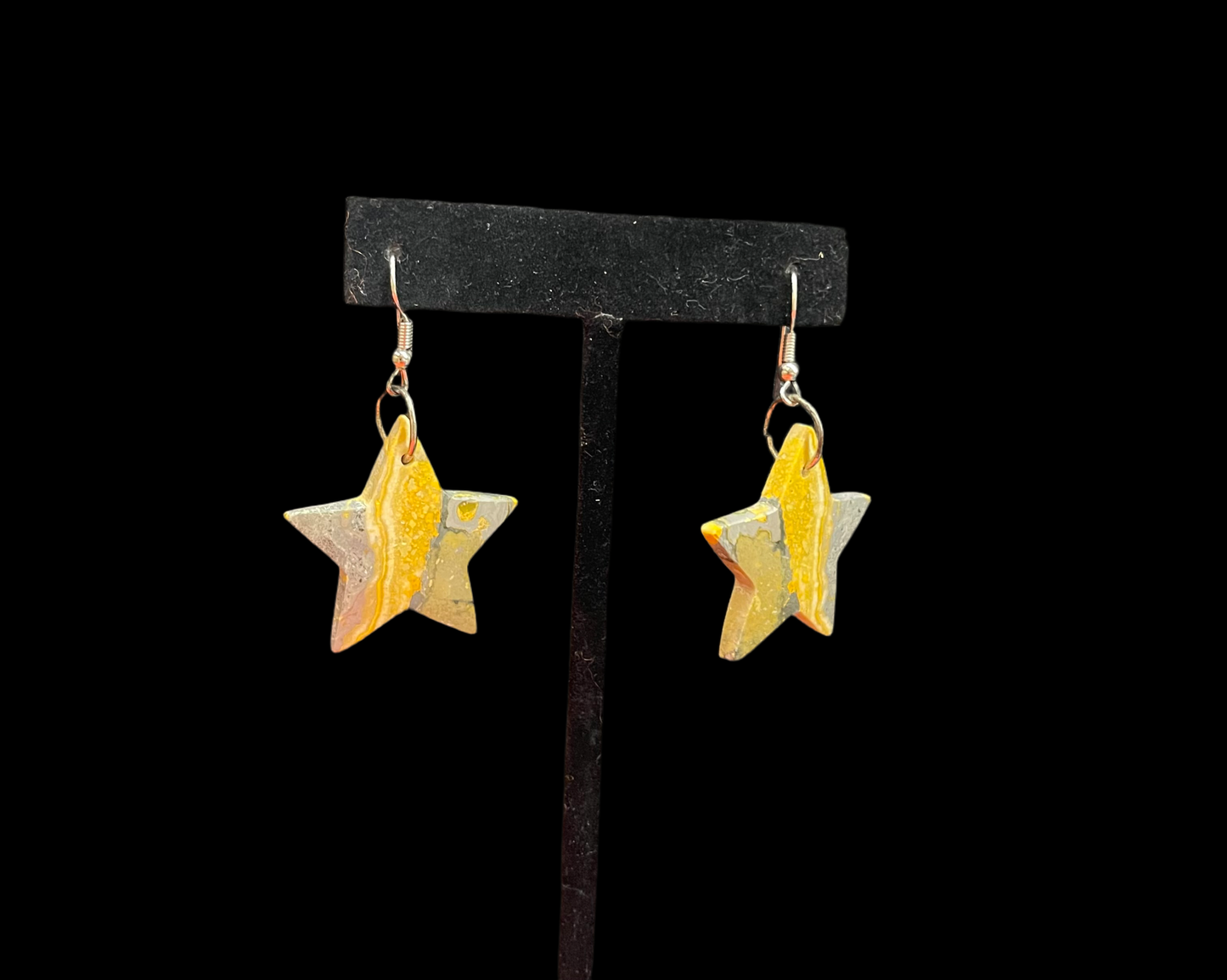 Bumble Bee Jasper Star Dangle Earrings