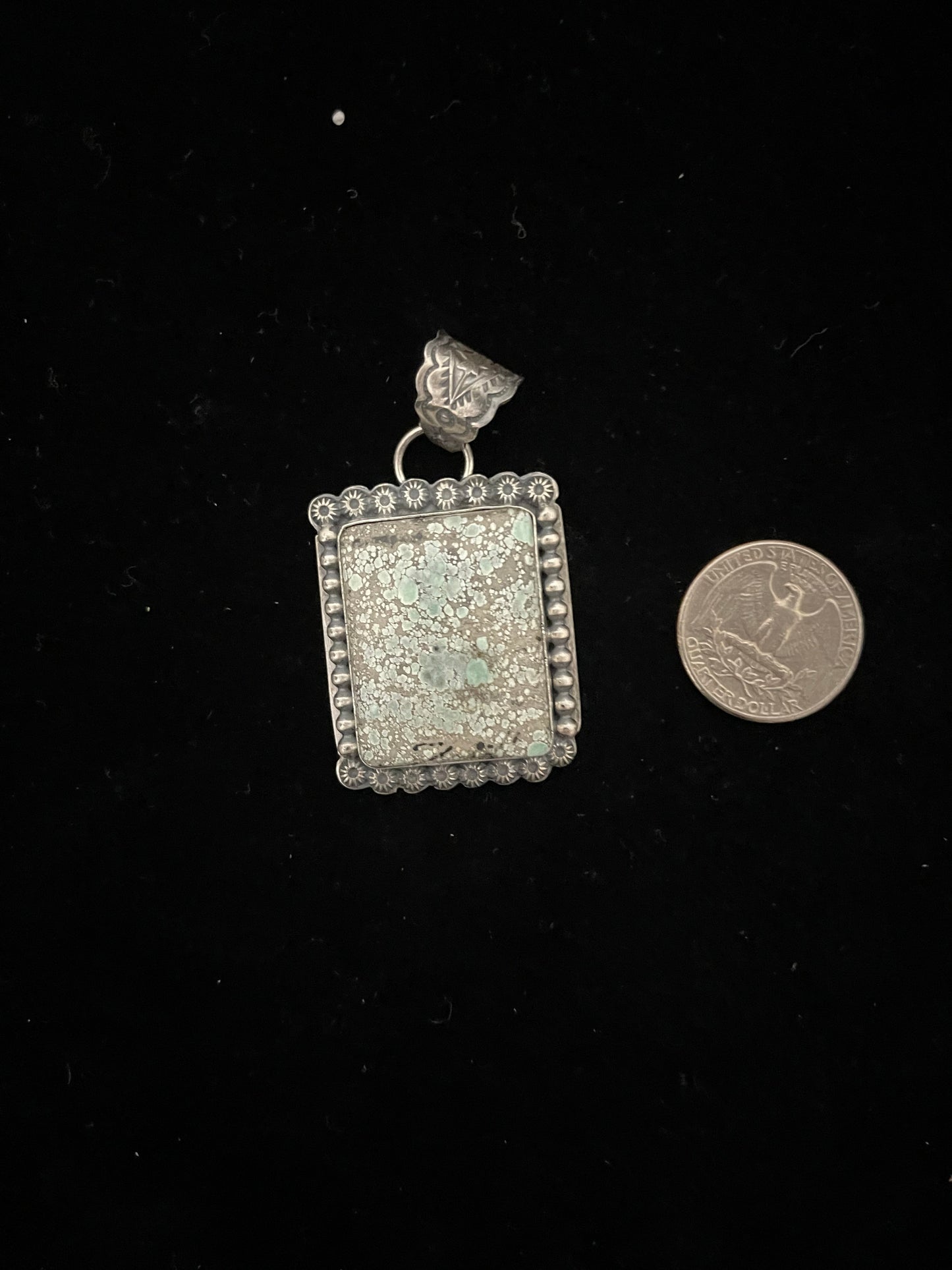 Tree Frog Turquoise Square Pendant with an 8.3mm Bale by Kevin Begay, Navajo