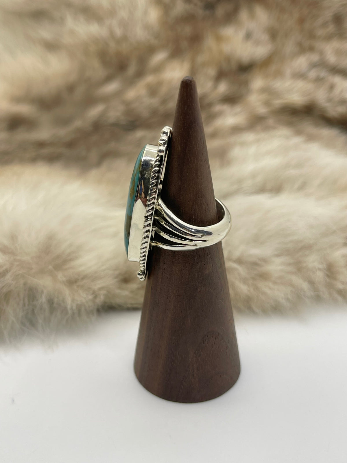 5.0 Kingman Turquoise Ring by Michael Yazzie, Navajo