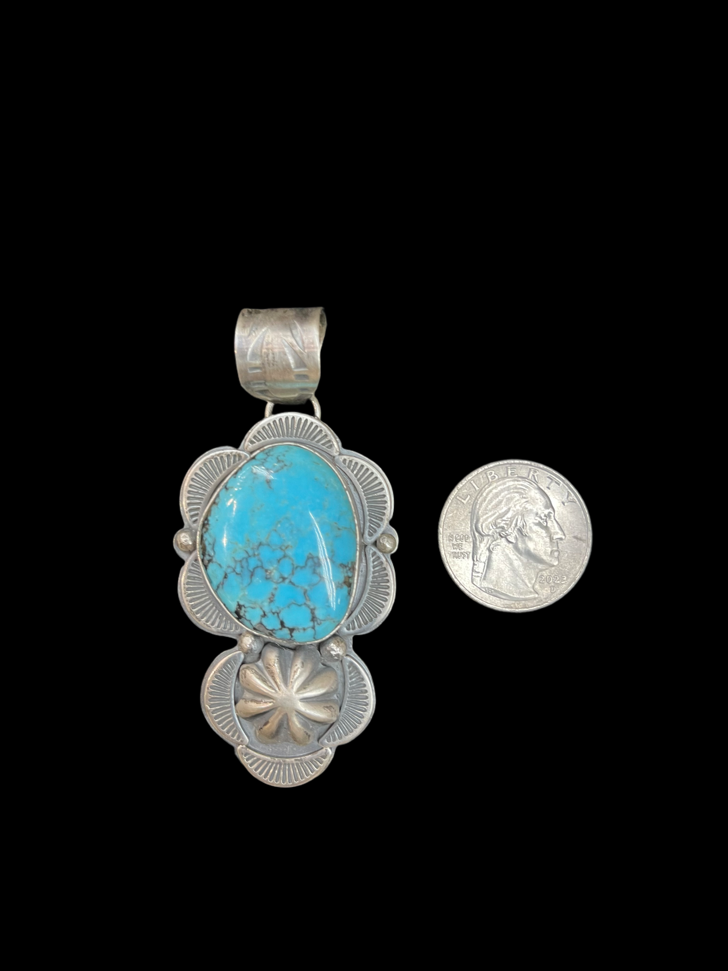 Egyptian Turquoise Pendant by Steven Nez, Navajo