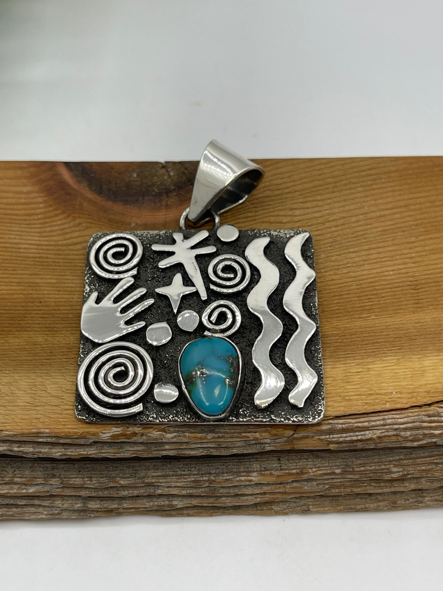 8mm Bail Kingman Turquoise Pendant by Alex Sanchez, Navajo