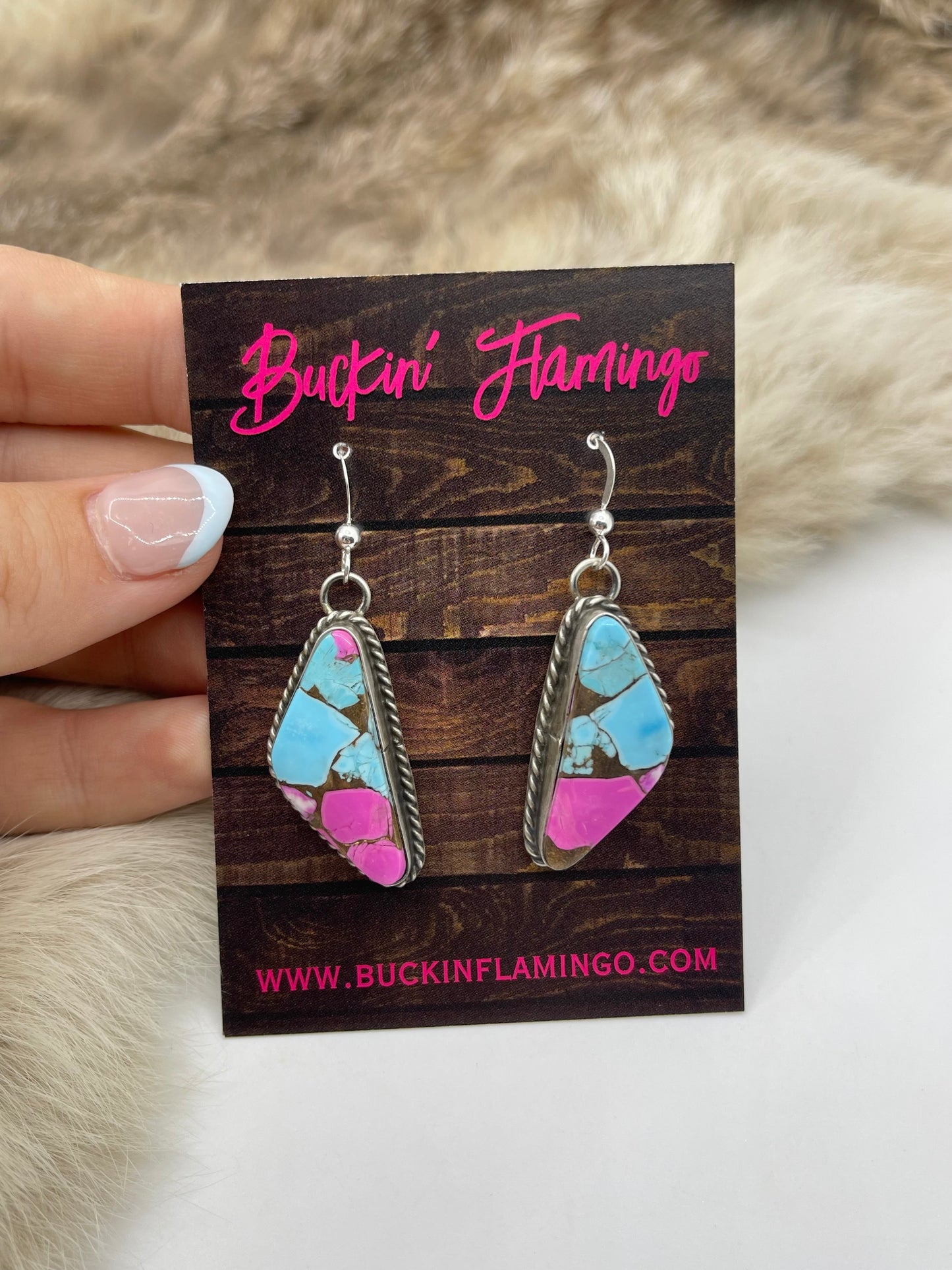 COTTON CANDY DANGLE EARRINGS BY CHASSITY BELONE, NAVAJO
