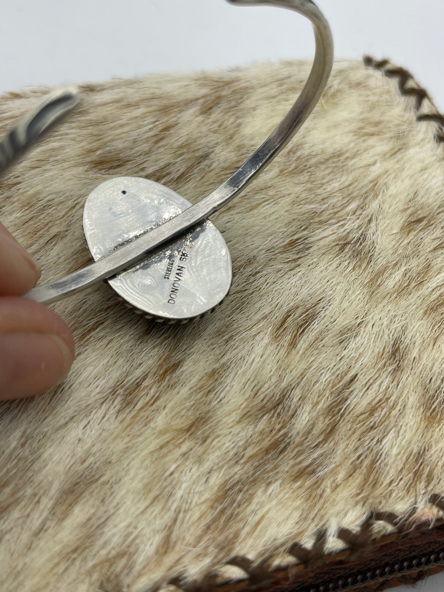 Single Stone Stamped Cuff by Donovan Skeet, Navajo