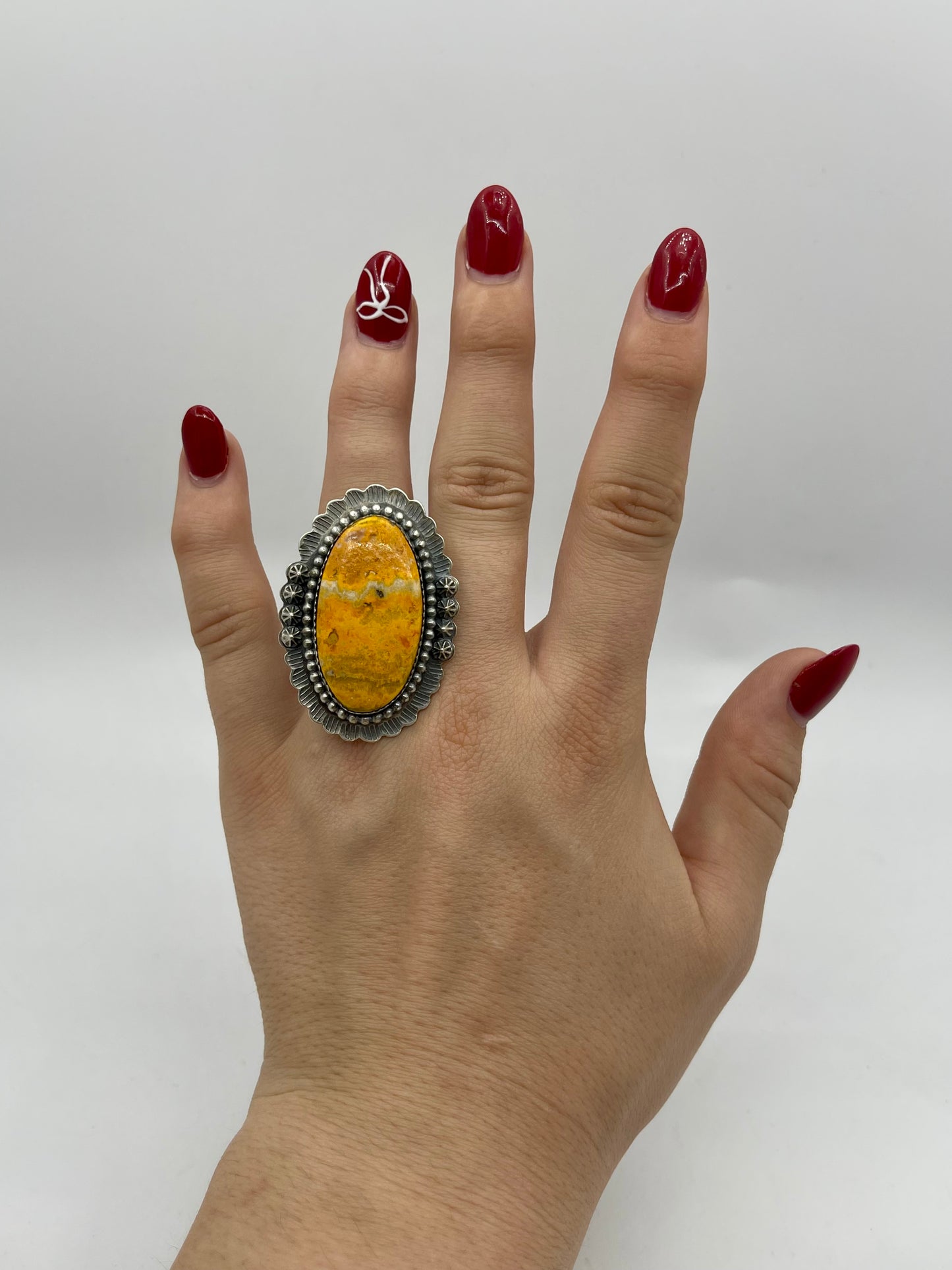 Adjustable Oval Bumblebee Jasper Ring