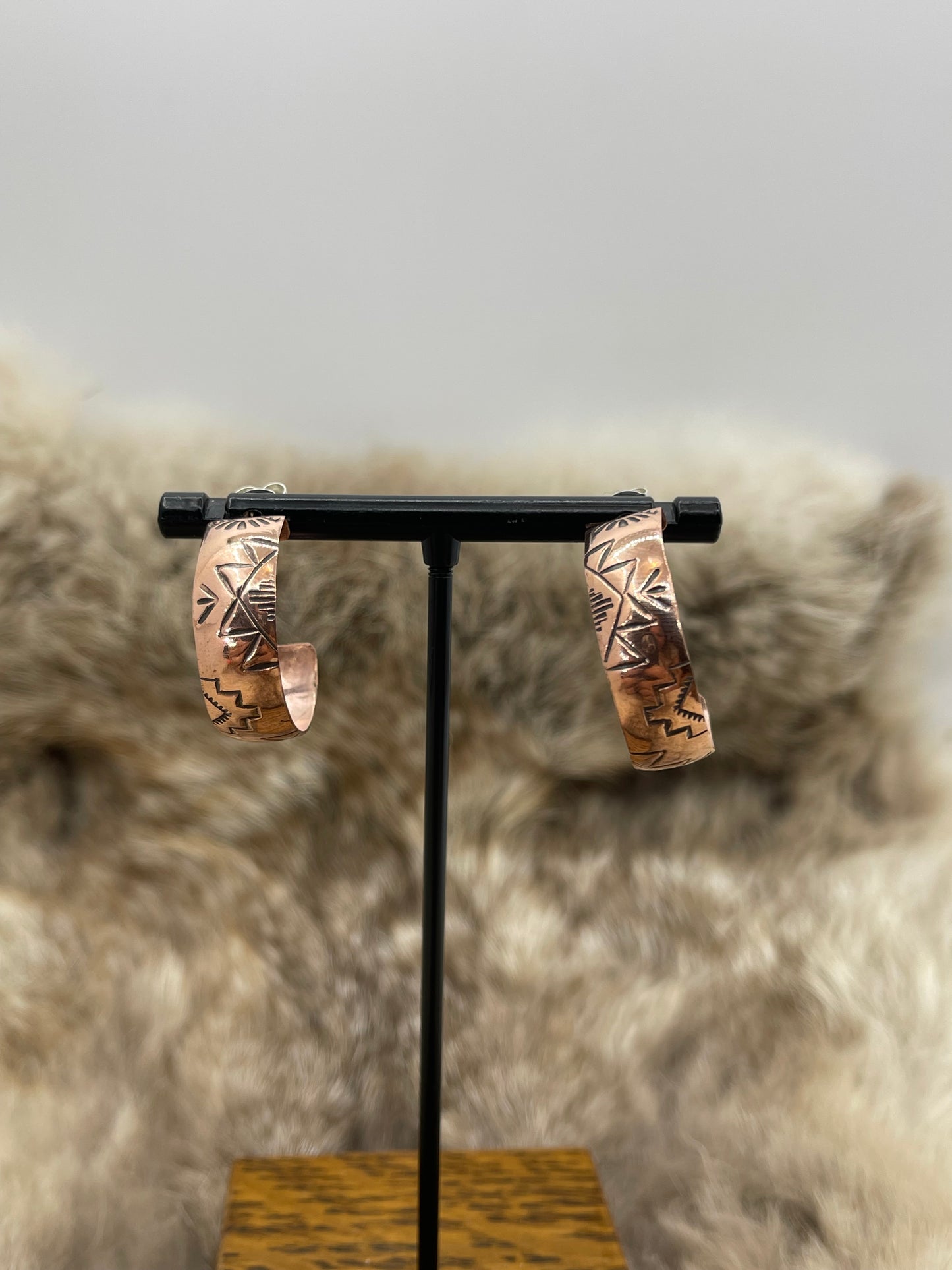Copper Stamped Hoops by Felicia Etsitty, Navajo