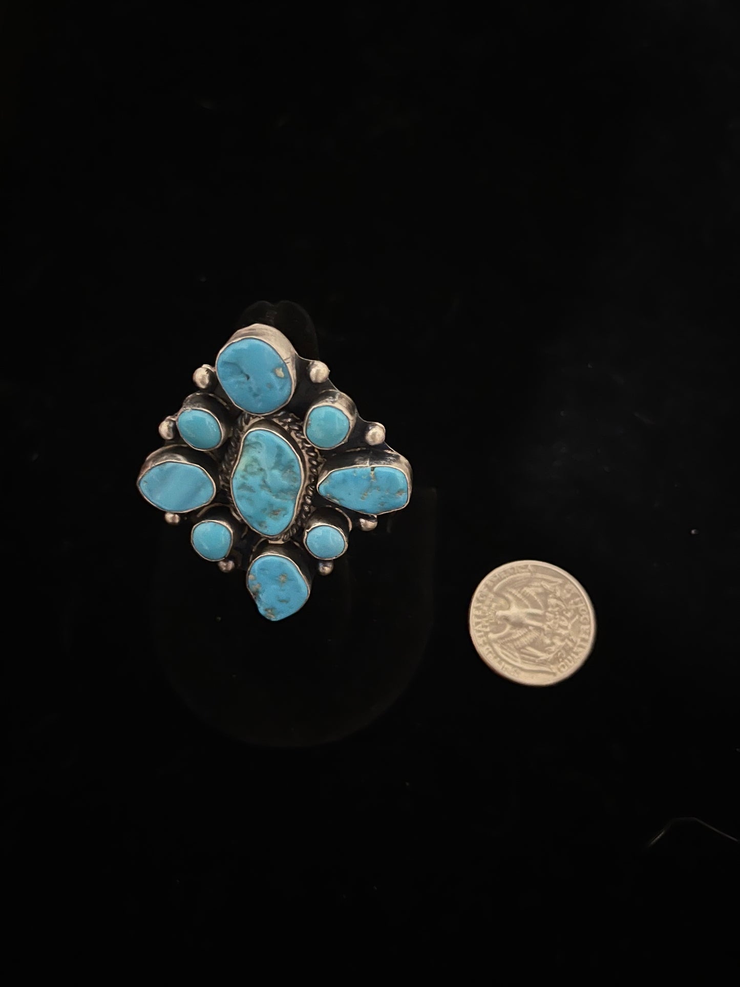 6.5 Turquoise Cluster Ring by Wilson Dawes, Navajo