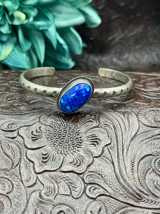5.75" - 7.25" Opal Single Stone Cuff
