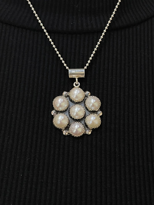 18" Freshwater Pearl Cluster Pendant Necklace with a 4.4mm Bale by Martin Perry, Navajo