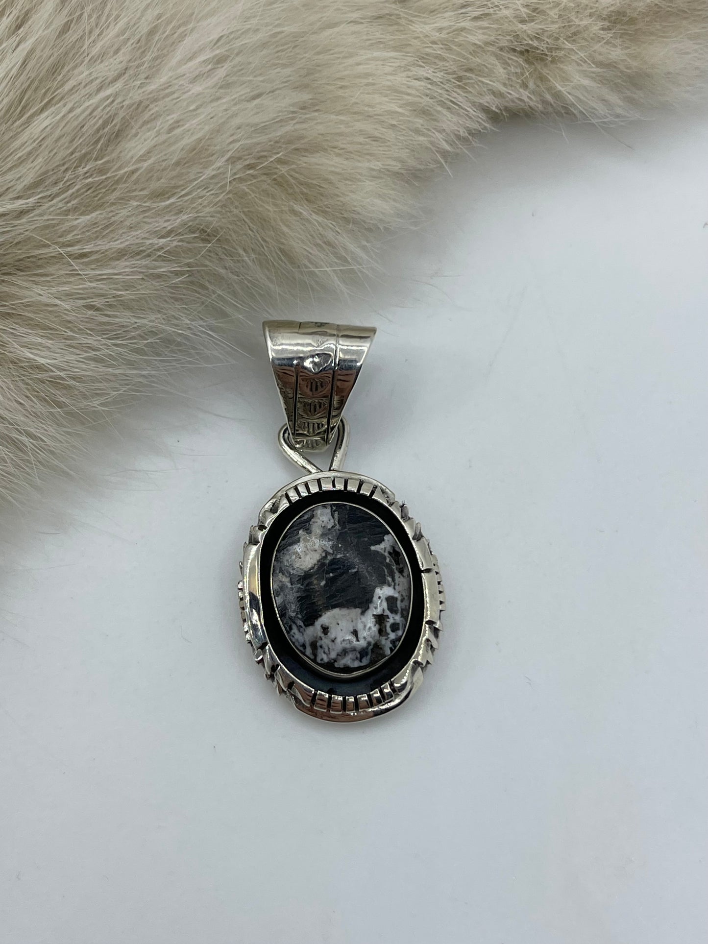 8.6mm BAIL WHITE BUFFALO PENDANT BY JIMMY GARCIA, NAVAJO