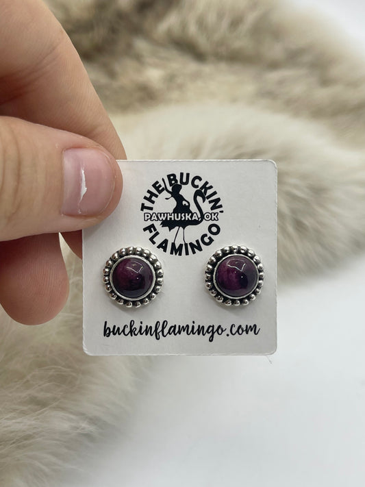 Purple Spiny Oyster Center Post Earrings