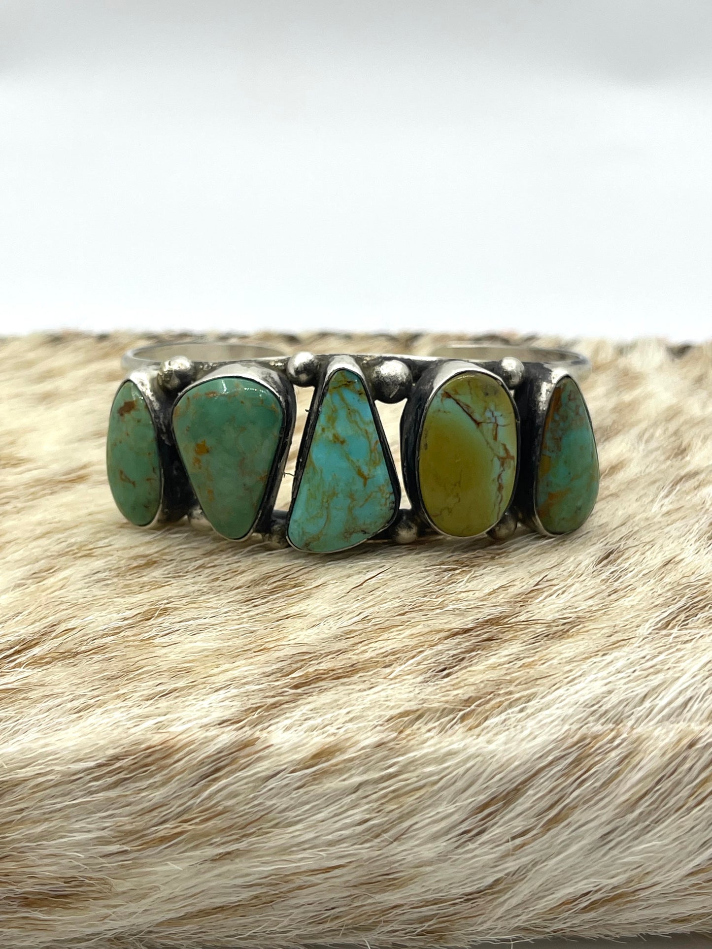 5.5”-7” 5 Stone Turquoise Cuff by Augustine Largo, Navajo