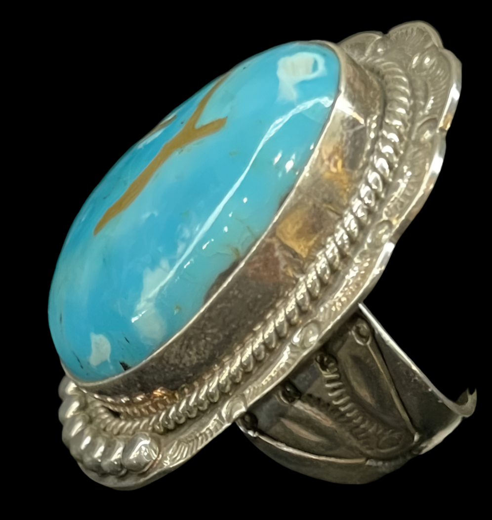 Turquoise Ring with Golden Matrix by Gilbert Platero, Navajo