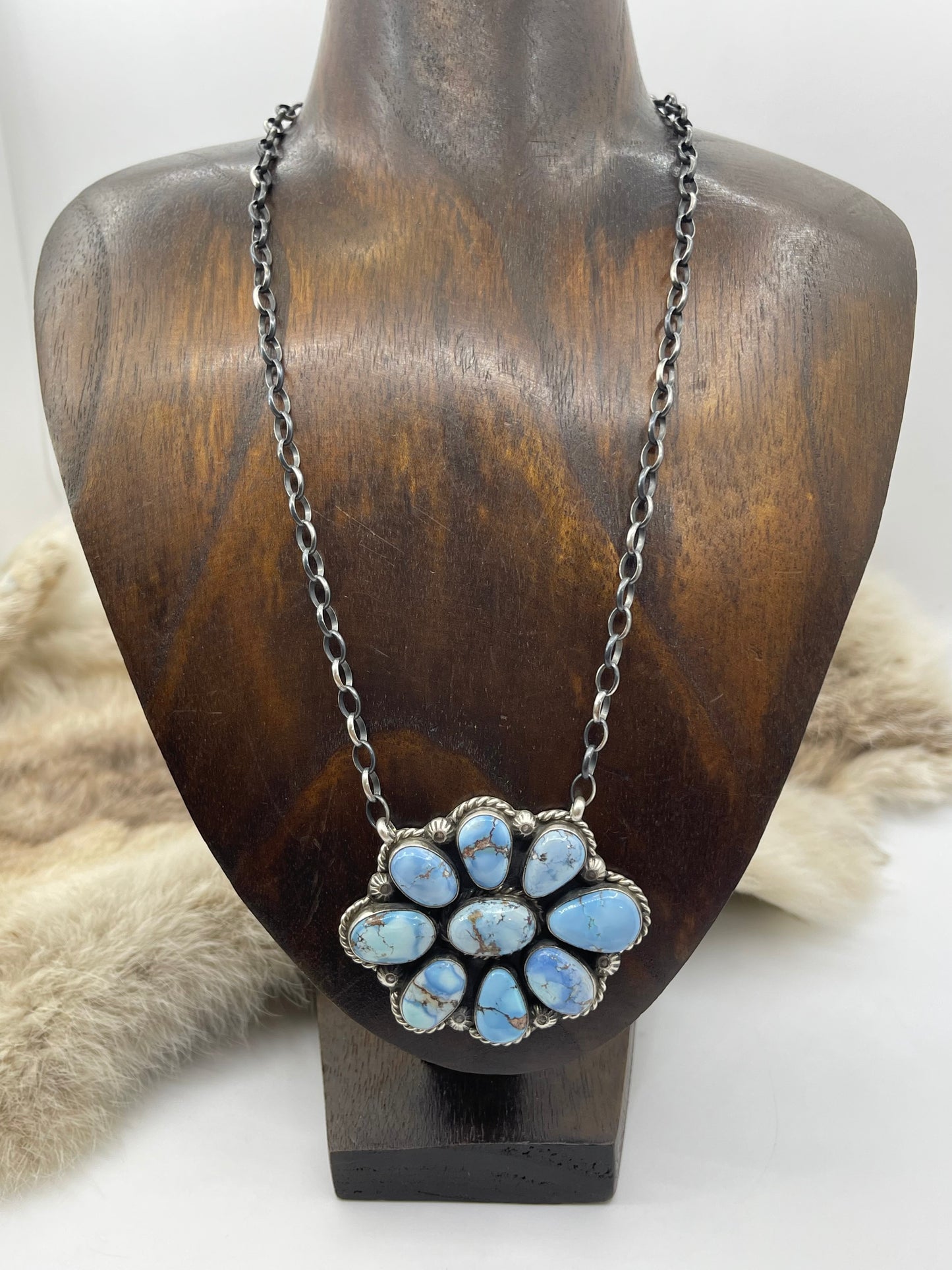 18" Golden Hills Turquoise Cluster Necklace by Augustine Largo, Navajo