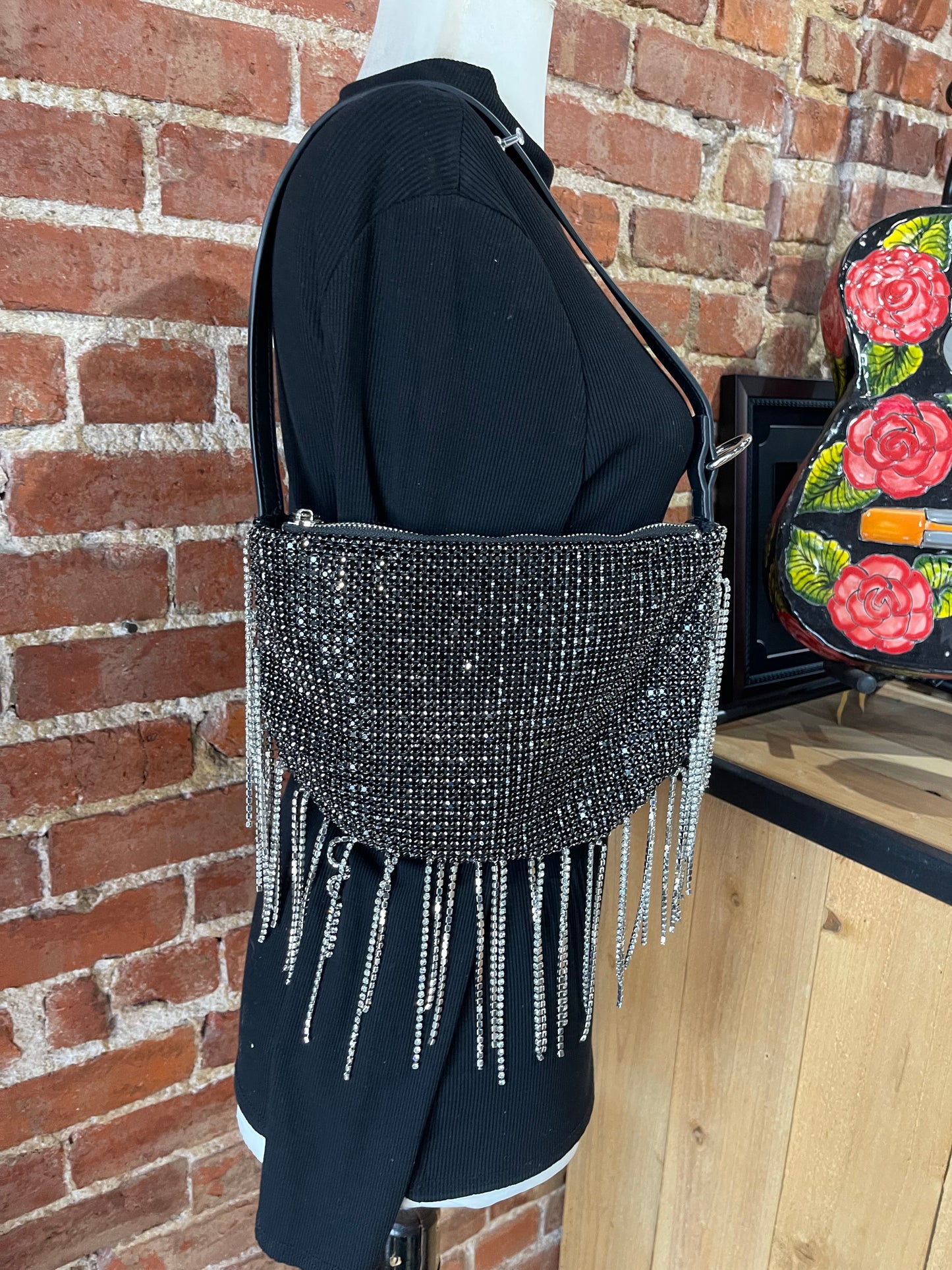 Bedazzled Crossbody With Bedazzled Fringe