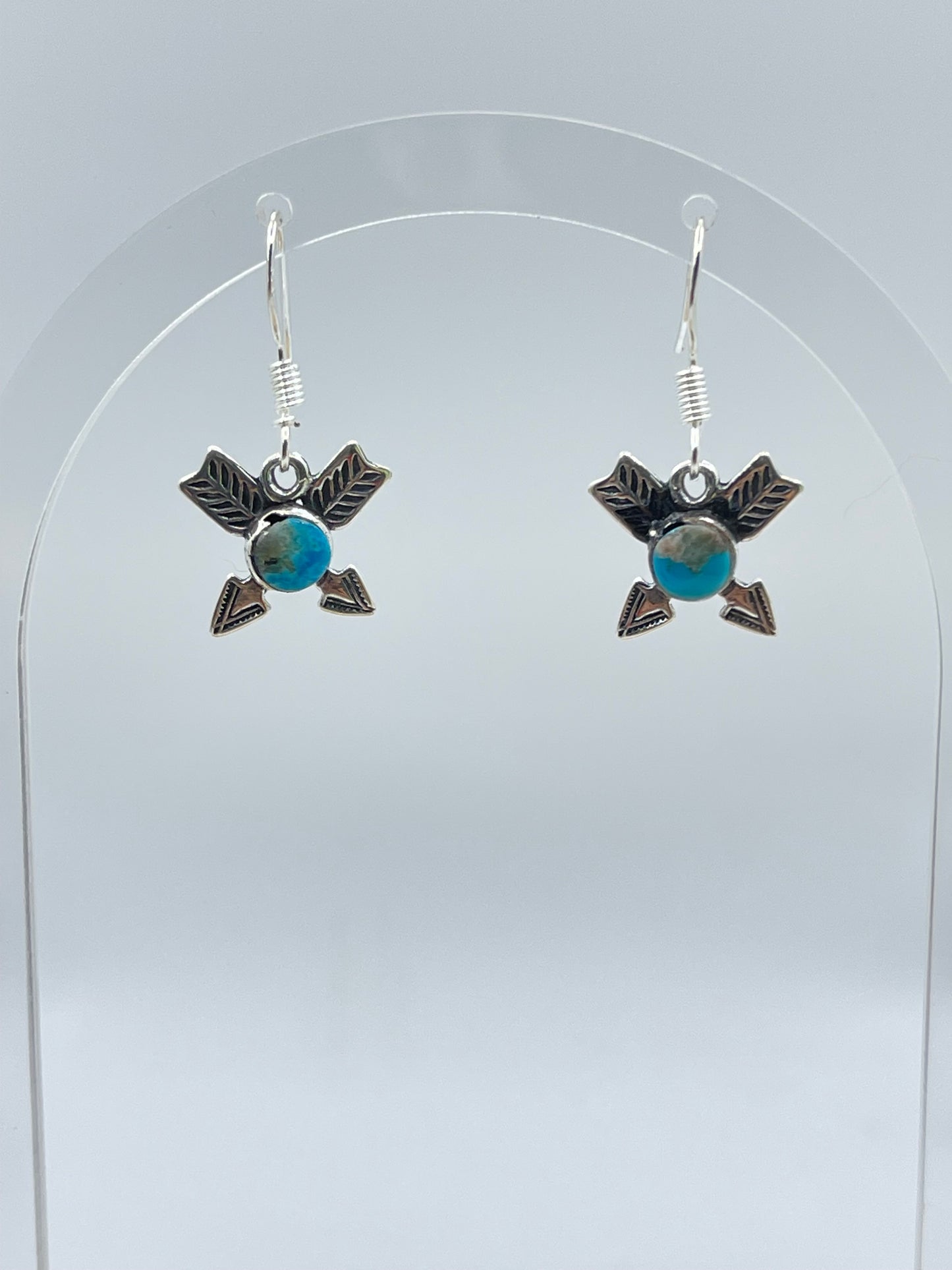Crossed Arrow Turquoise Dangle Earrings