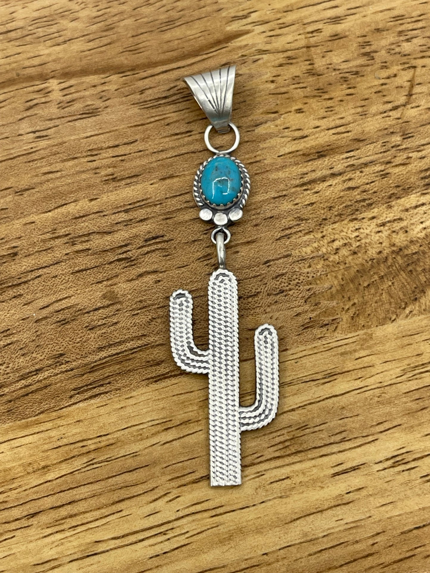 Turquoise Cactus Pendant with a 4.4mm Bale by Sharon McCarthy, Navajo