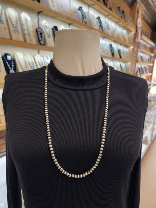 30” 5mmm Handmade Navajo Pearls strung by Louise Joe, Navajo
