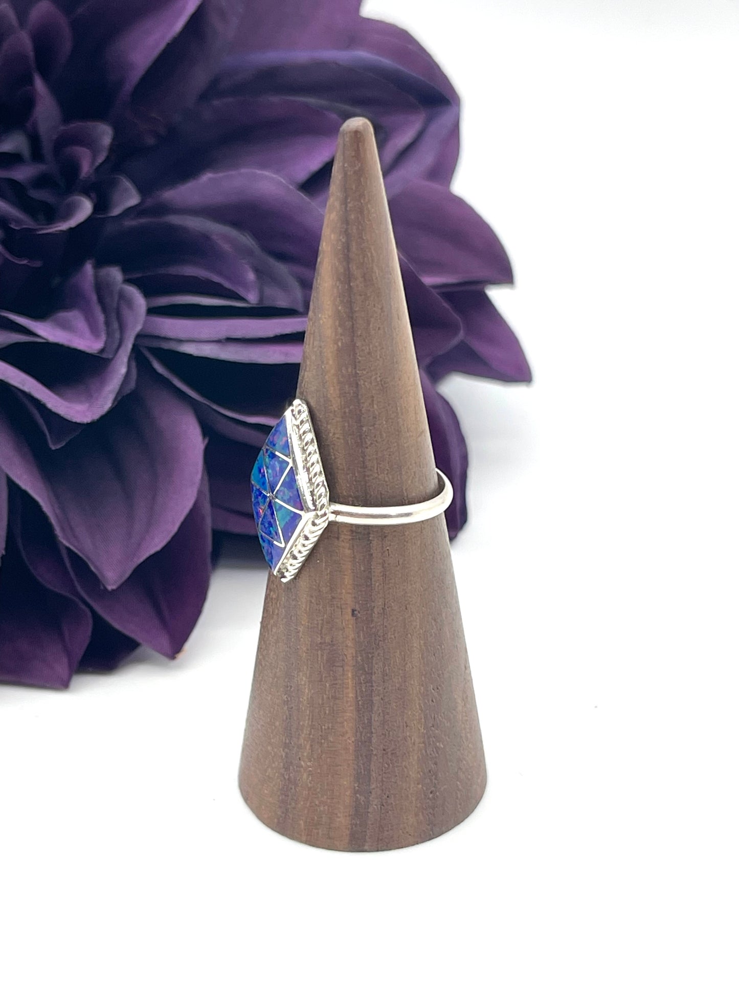 8.0 Purple/Blue Opal Ring by Gina Dosedo, Zuni