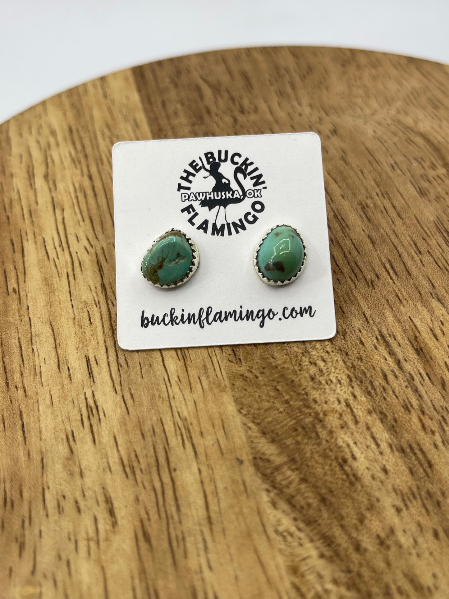 Natural Turquoise Post Earrings by Dorothy Yazzie, Navajo