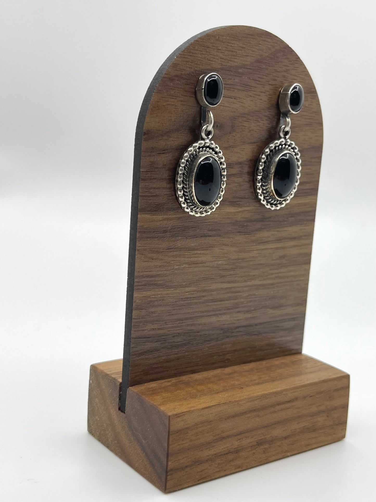 Black Onyx Post Dangle Earrings by Verley Betone, Navajo