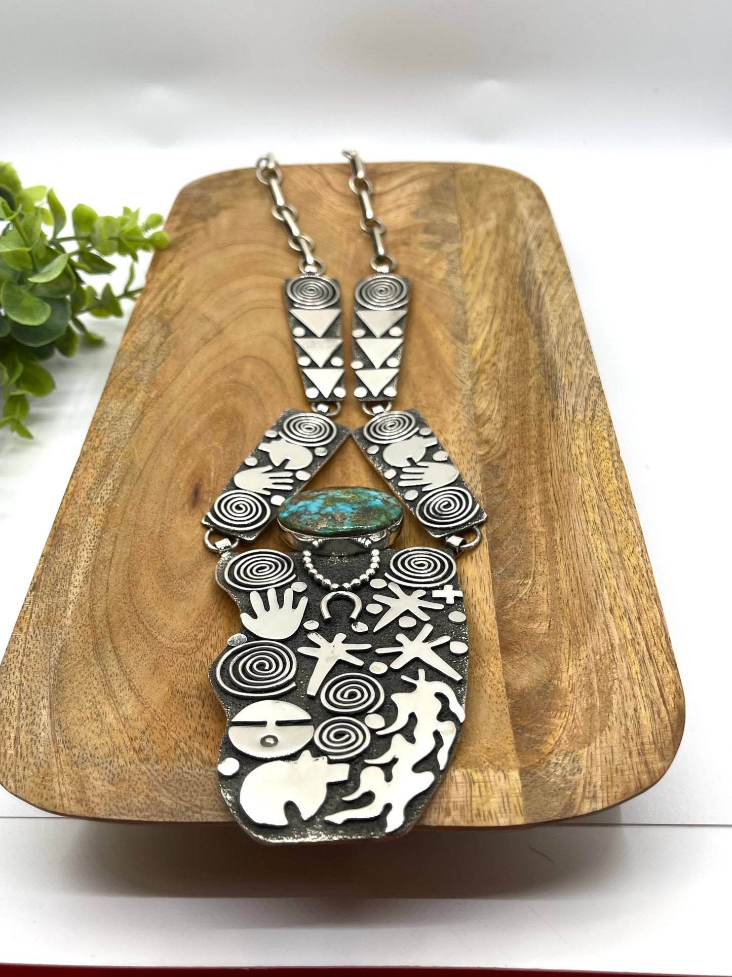 24" Grandma Necklace with High Grade Royston Turquoise by Alex Sanchez, Navajo