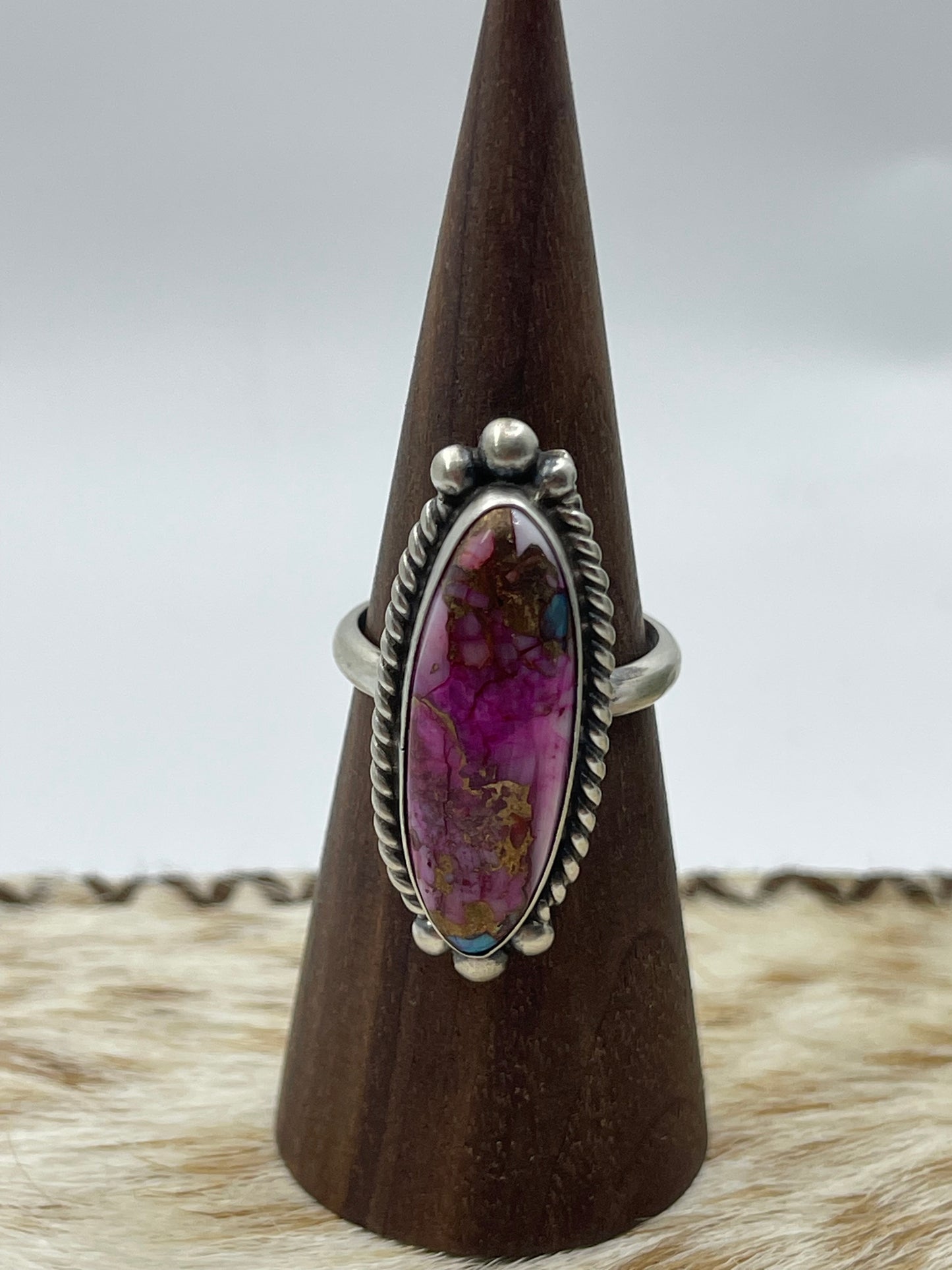 Purple Mojave Adjustable Ring by Eugene Belone, Navajo (Matrix Varies)