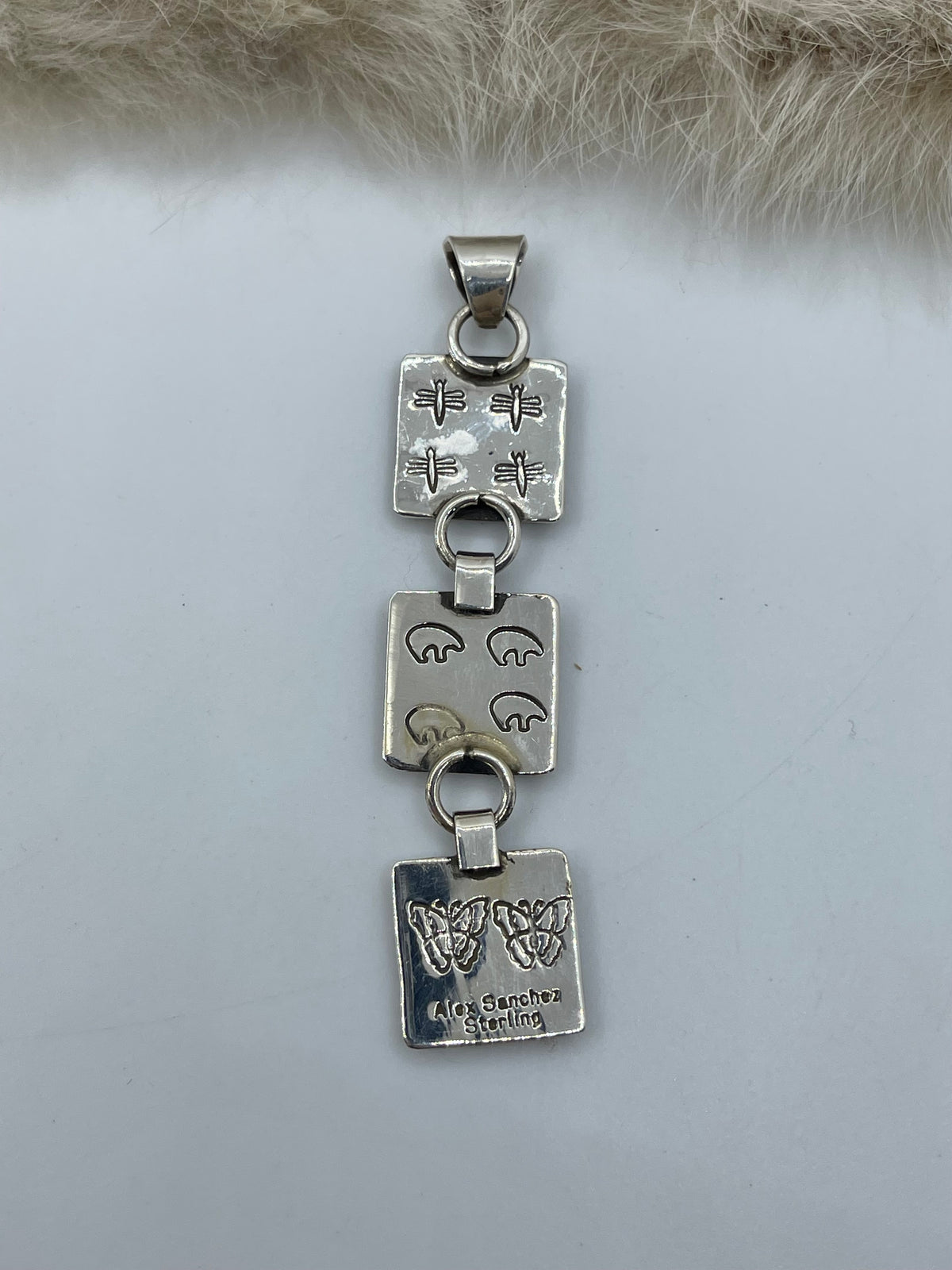 Triple Dangle Mini Petroglyph Pendant by Alex Sanchez, Navajo