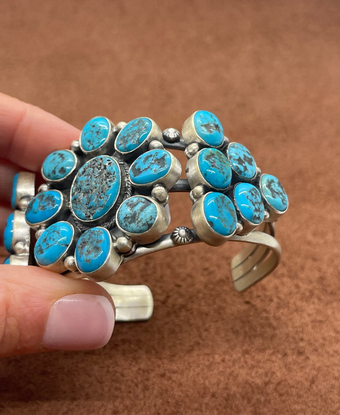6"-6 3/4" Sleeping Beauty Turquoise Cluster Cuff