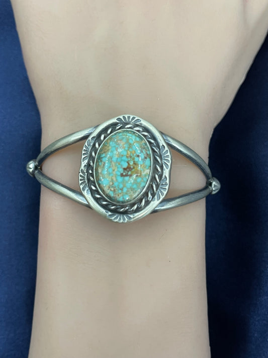 5.5" - 7" Single Stone Turquoise Cuff