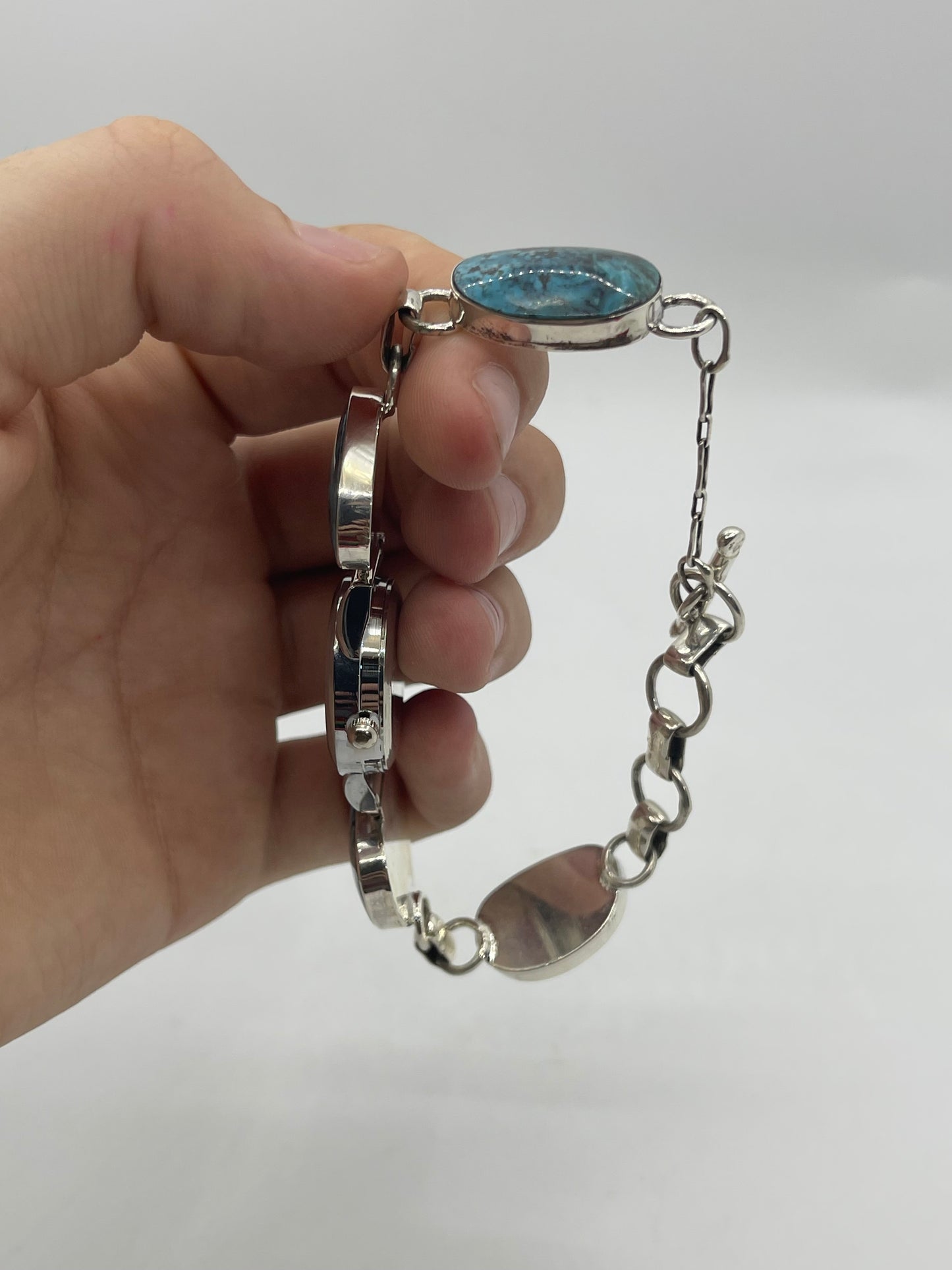 7"-8.25" Turquoise Watch By Arlene Lewis, Navajo