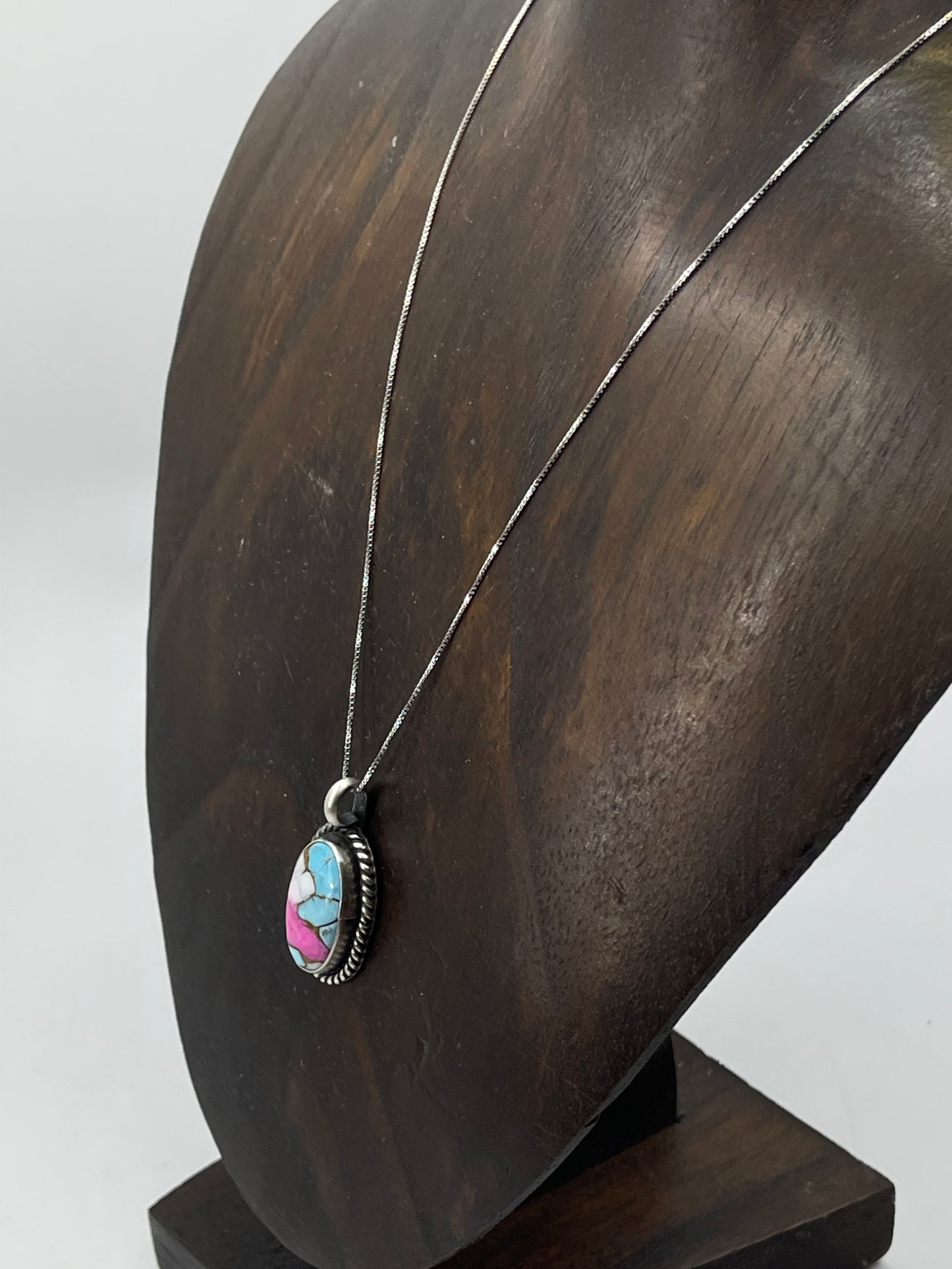 16" Cotton Candy Oval Necklace by Johnny Dixon, Navajo