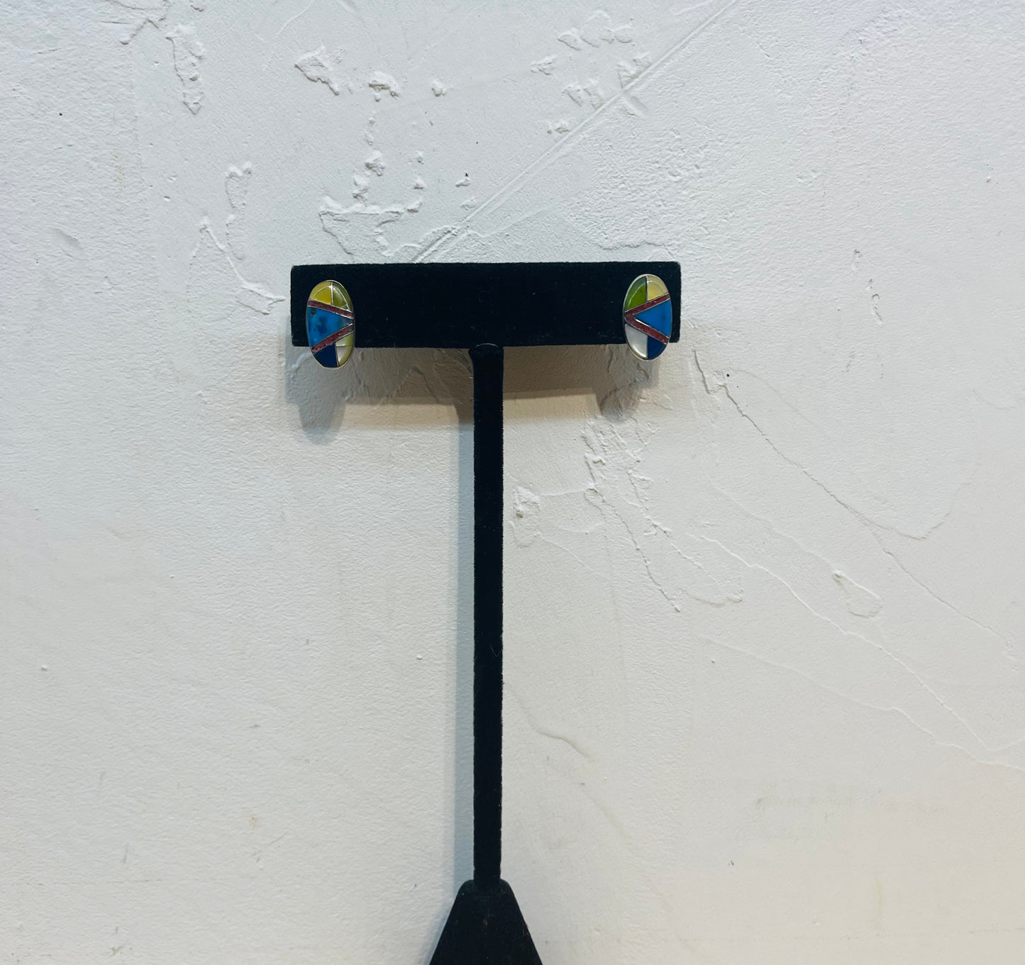 Oval Multistone Inlay Post Earrings