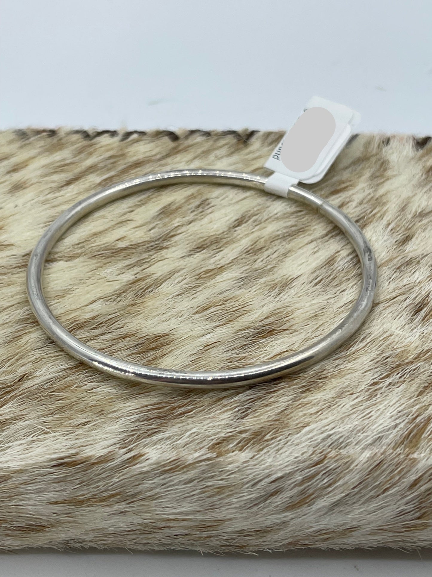 8" Silver Round Wire Bangle by Elaine Tahe, Navajo