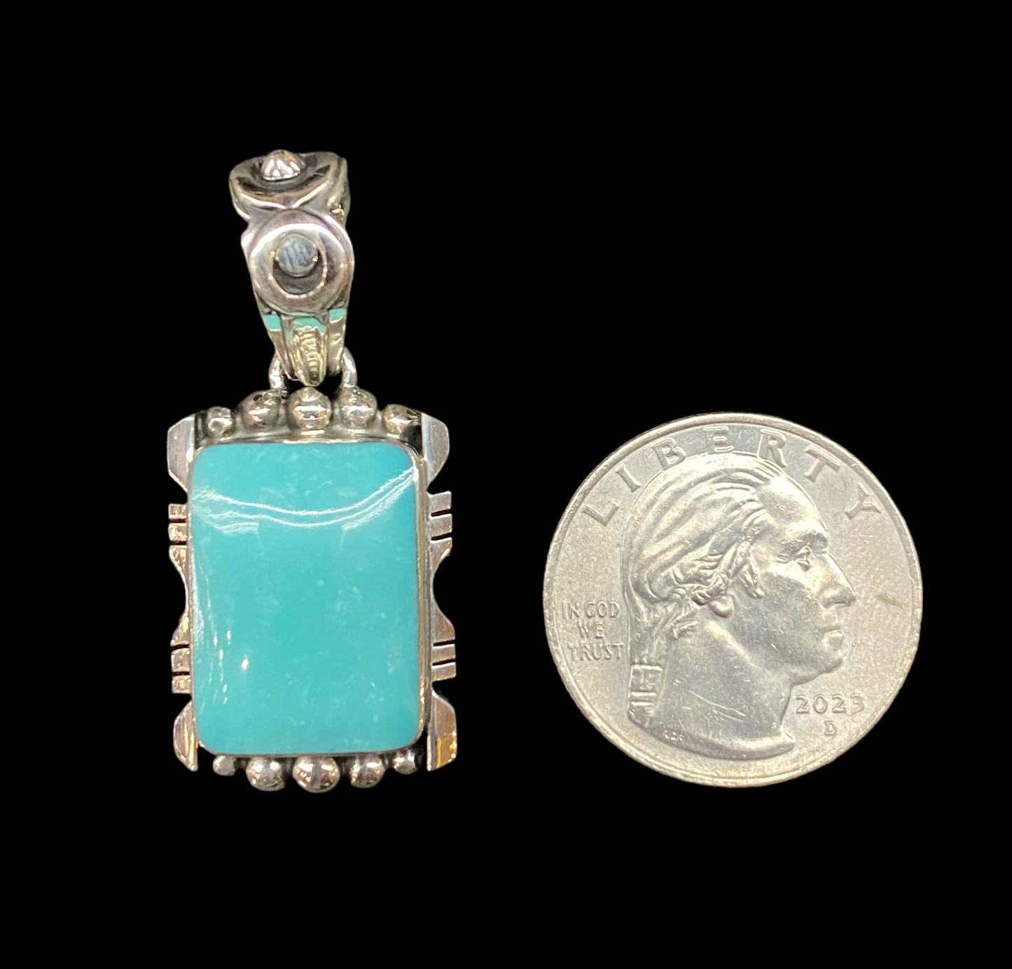 Turquoise Rectangle Pendant by Phyllis Smith, Navajo