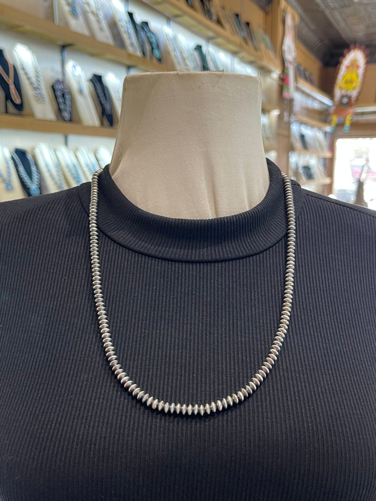24" 6mm Handmade Navajo Pearls by Bryannen Halwood, Navajo