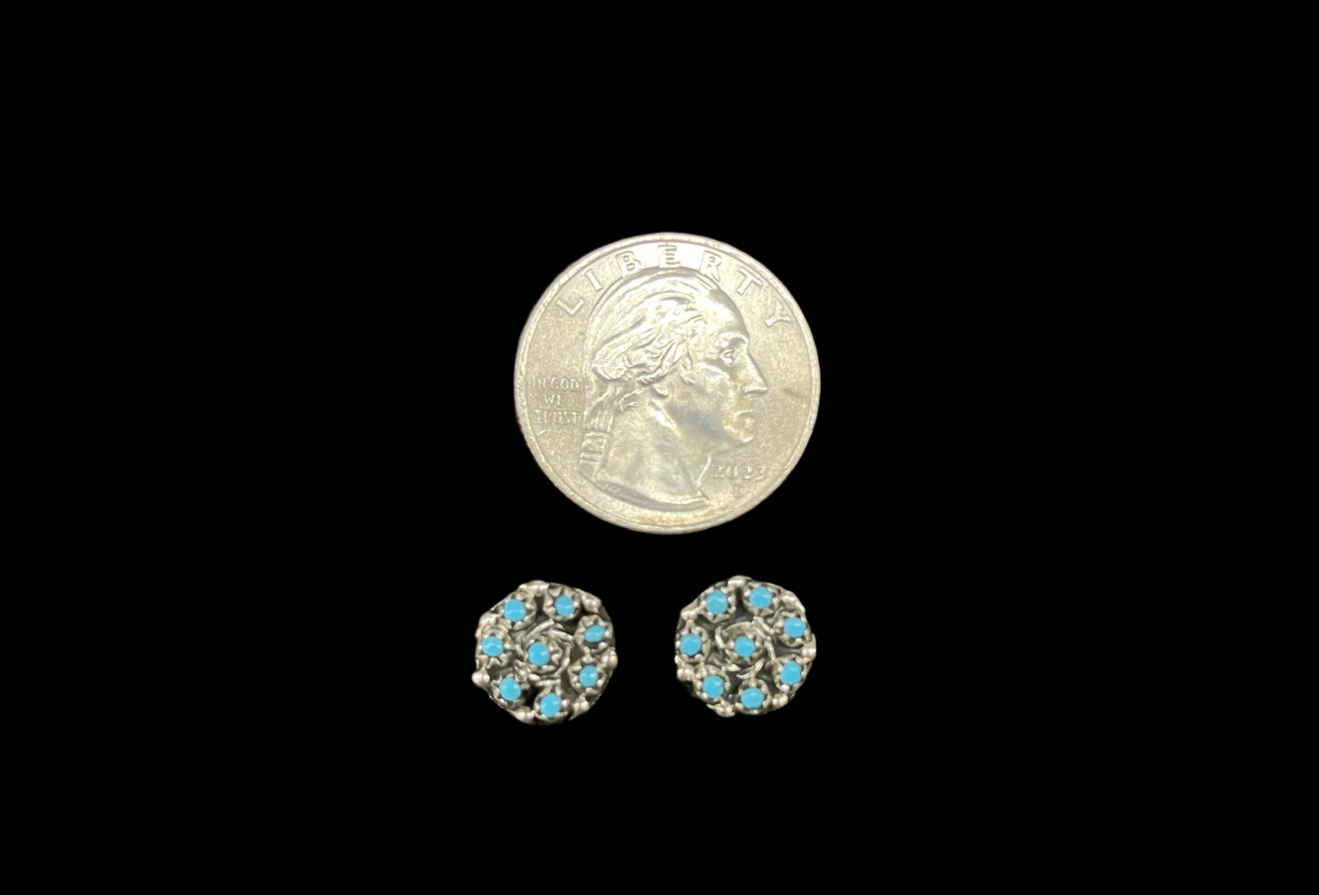 Sleeping Beauty Turquoise Studs by Randy Hooee, Zuni