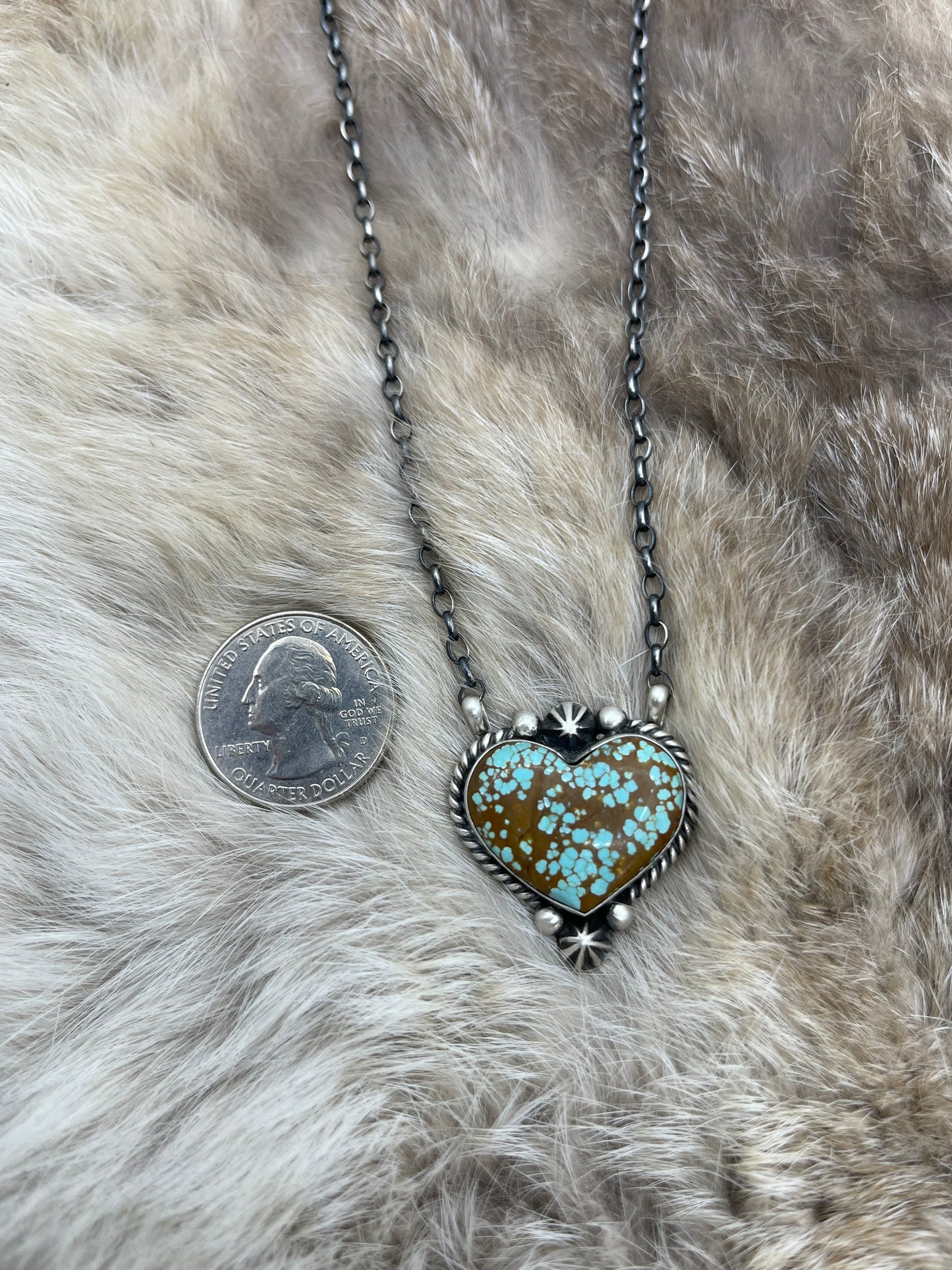 16 #8 Turquoise Heart Necklace by Johnny Dixon, Navajo