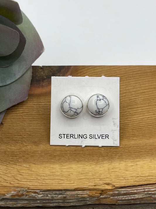 8.5mm Howlite Circle Post Earrings