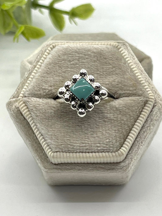6.0 Turquoise Ring by Ryntanna Yazzie, Navajo