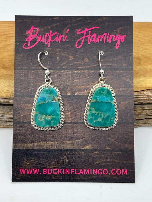 Turquoise Dangle Earrings by Gabi Jim, Navajo