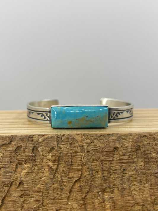 Turquoise Bar Cuff by Rick Enriquez, Navajo (Matrix Varies)