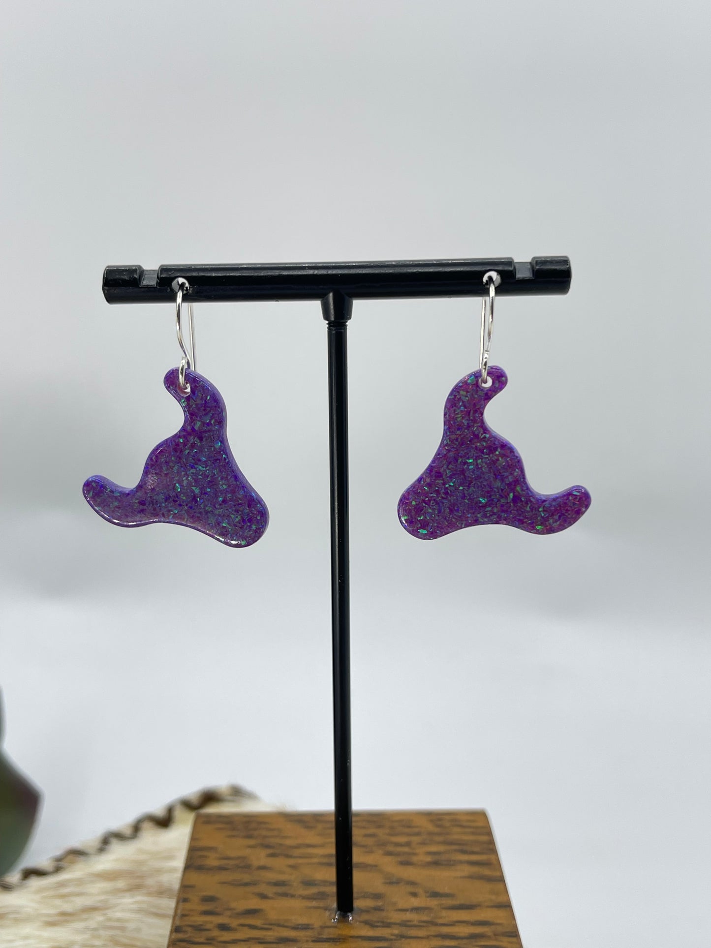Purple Opal Skull Dangle Earrings
