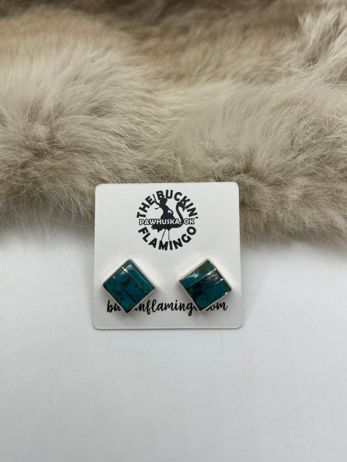 18" 5.9mm Bail Turquoise Inlay Earring & Necklace Set by Michelle Haloo, Zuni