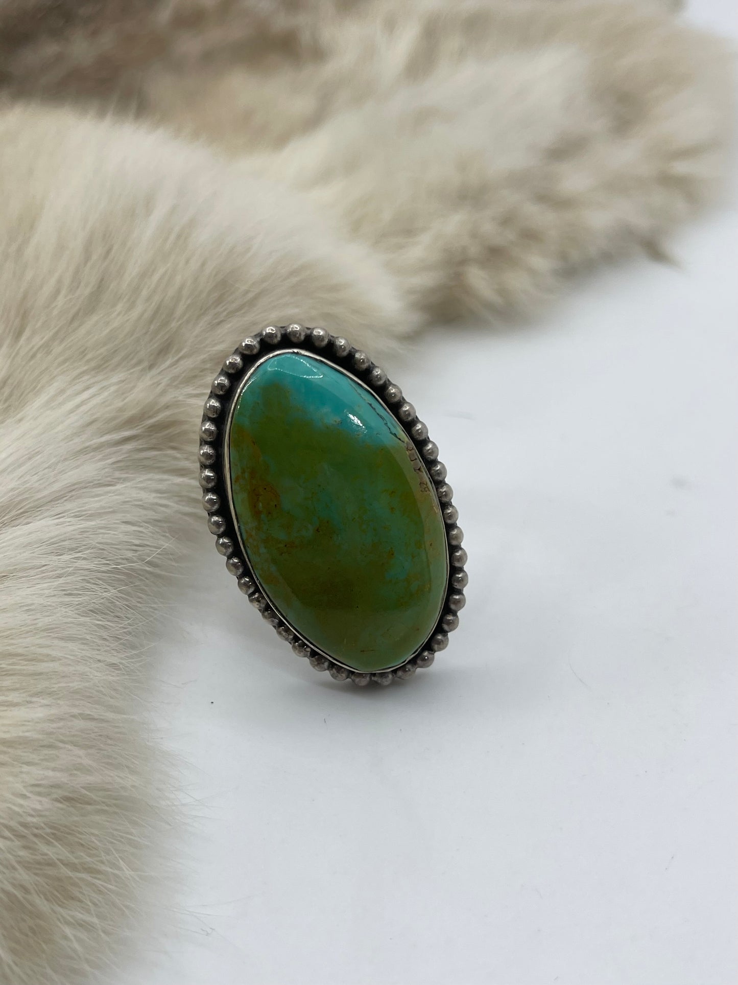 Adjustable Royston Turquoise Ring by Delbert Secatero