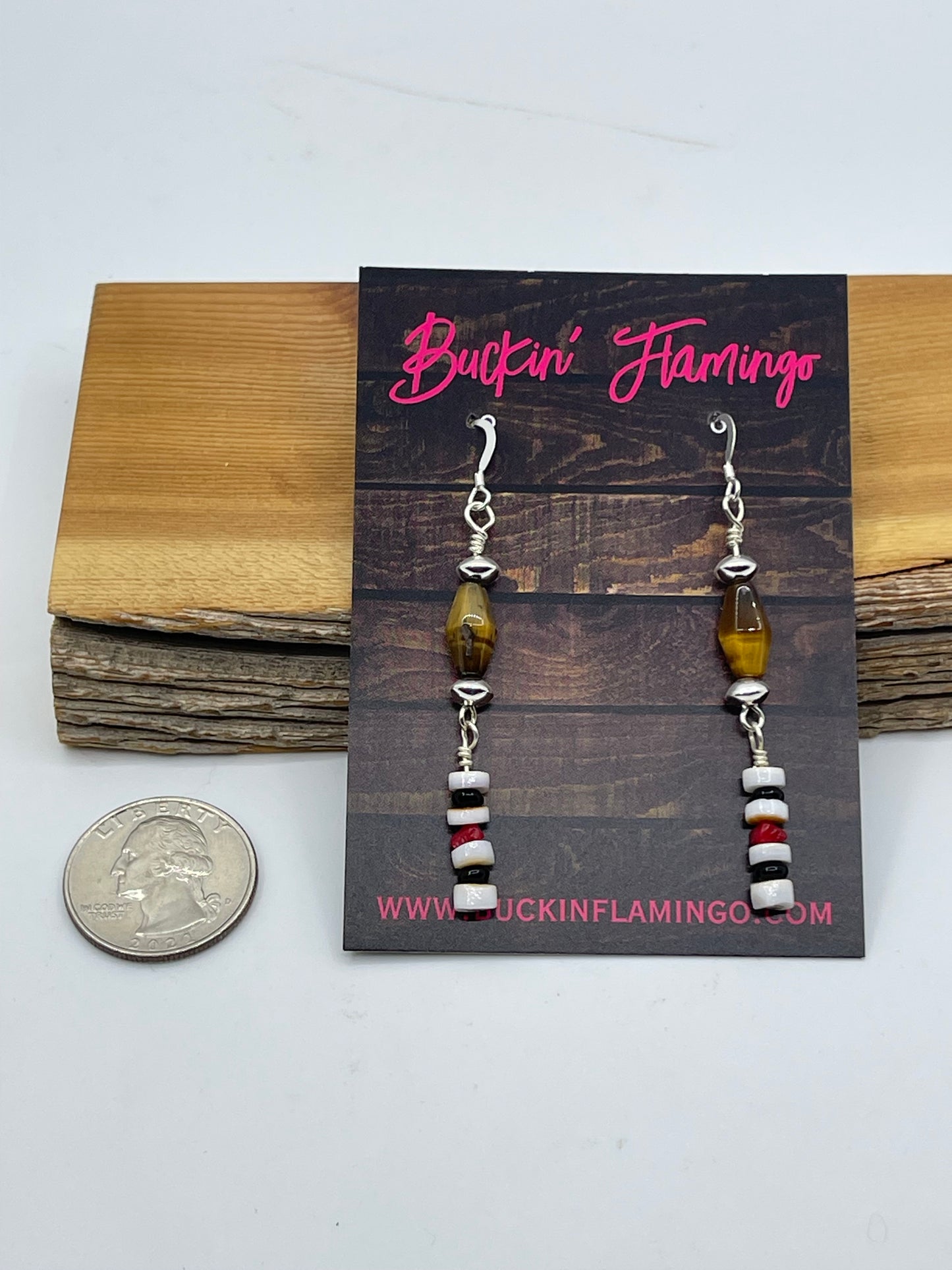 Tigers Eye with Fresh Water Pearls Dangle Earrings