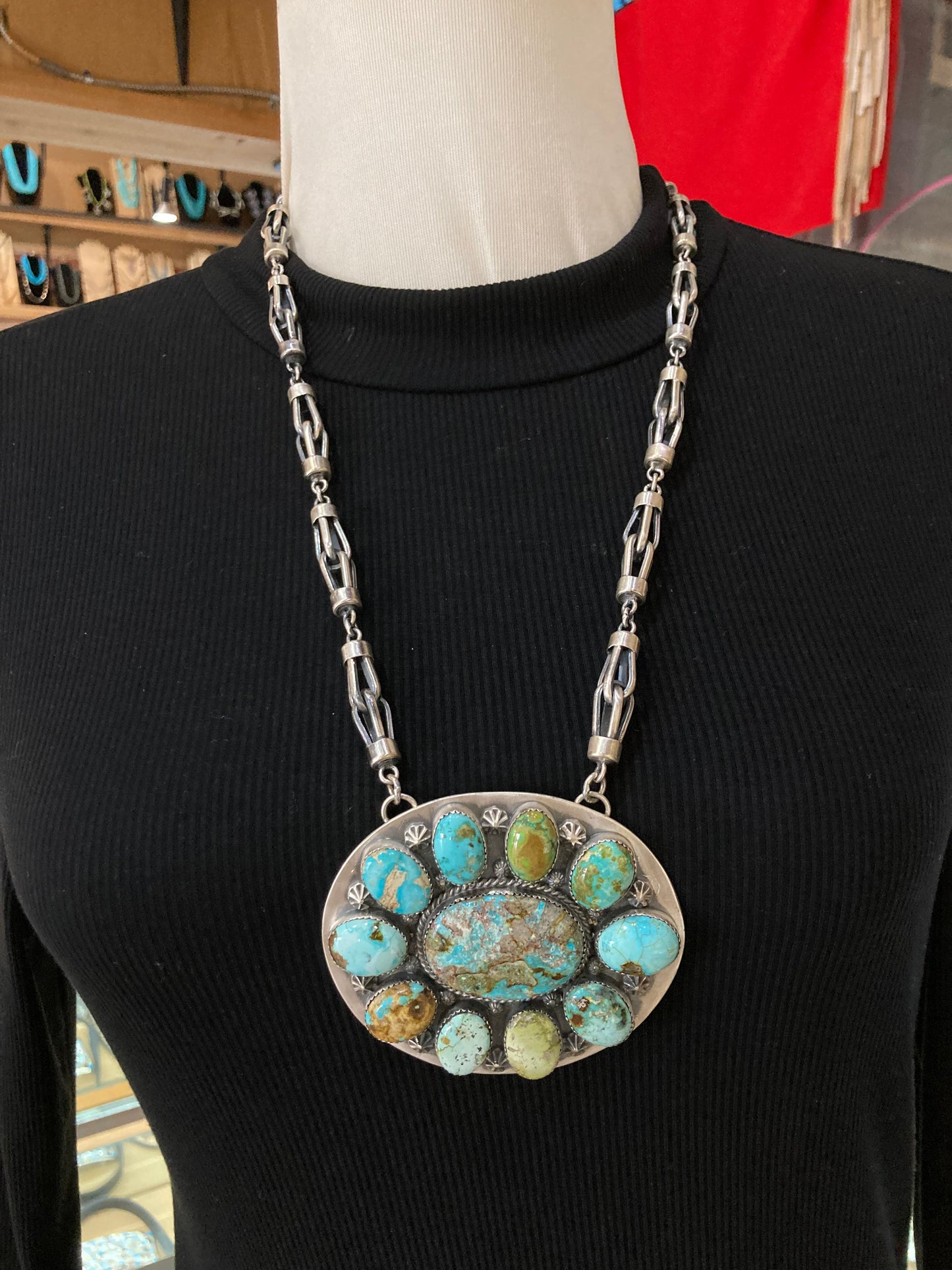 24" Large Turquoise Cluster Necklace