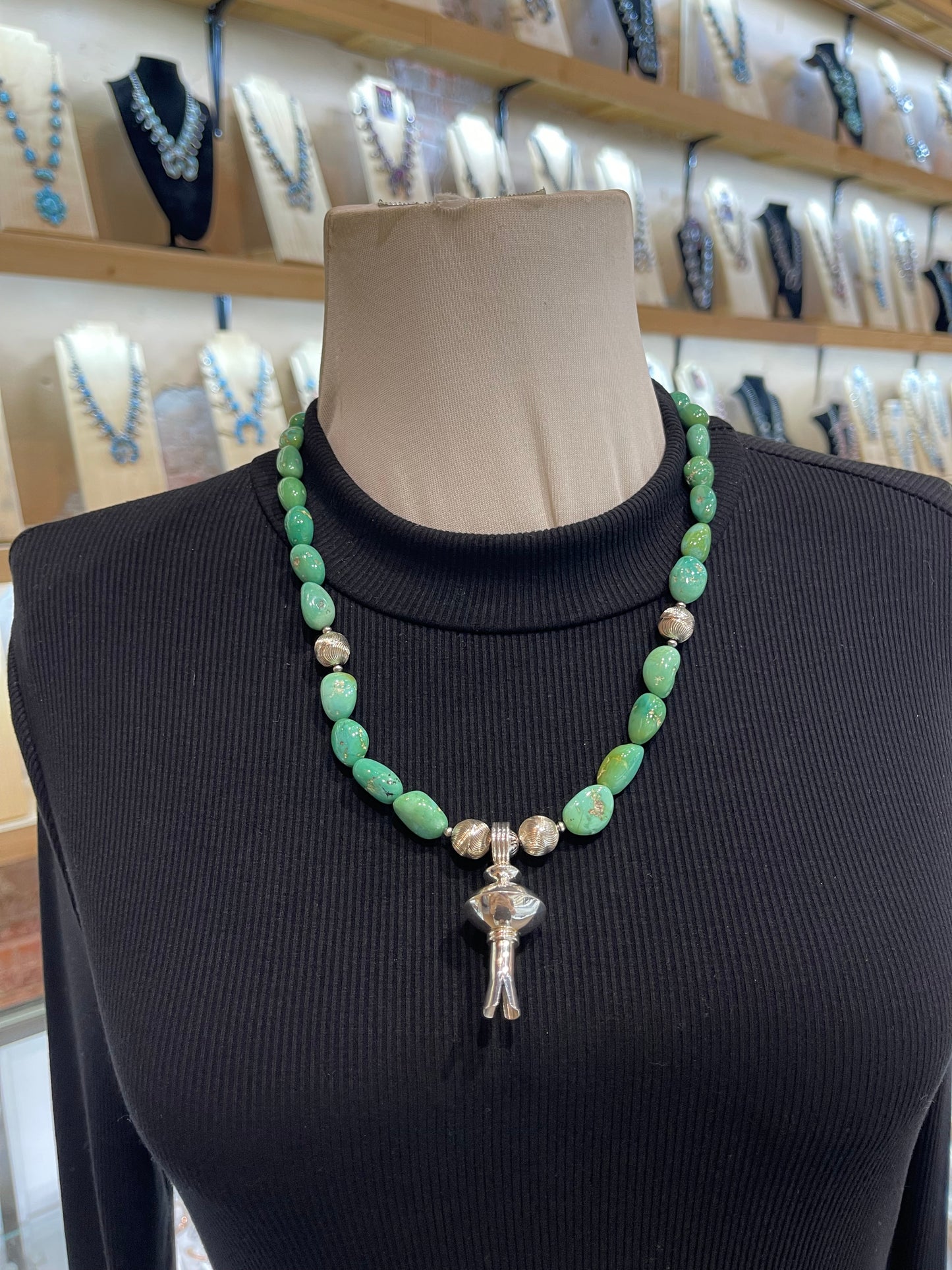22" Sonoran Gold Turquoise Chunk Bead Necklace w/Blossom Pendant
