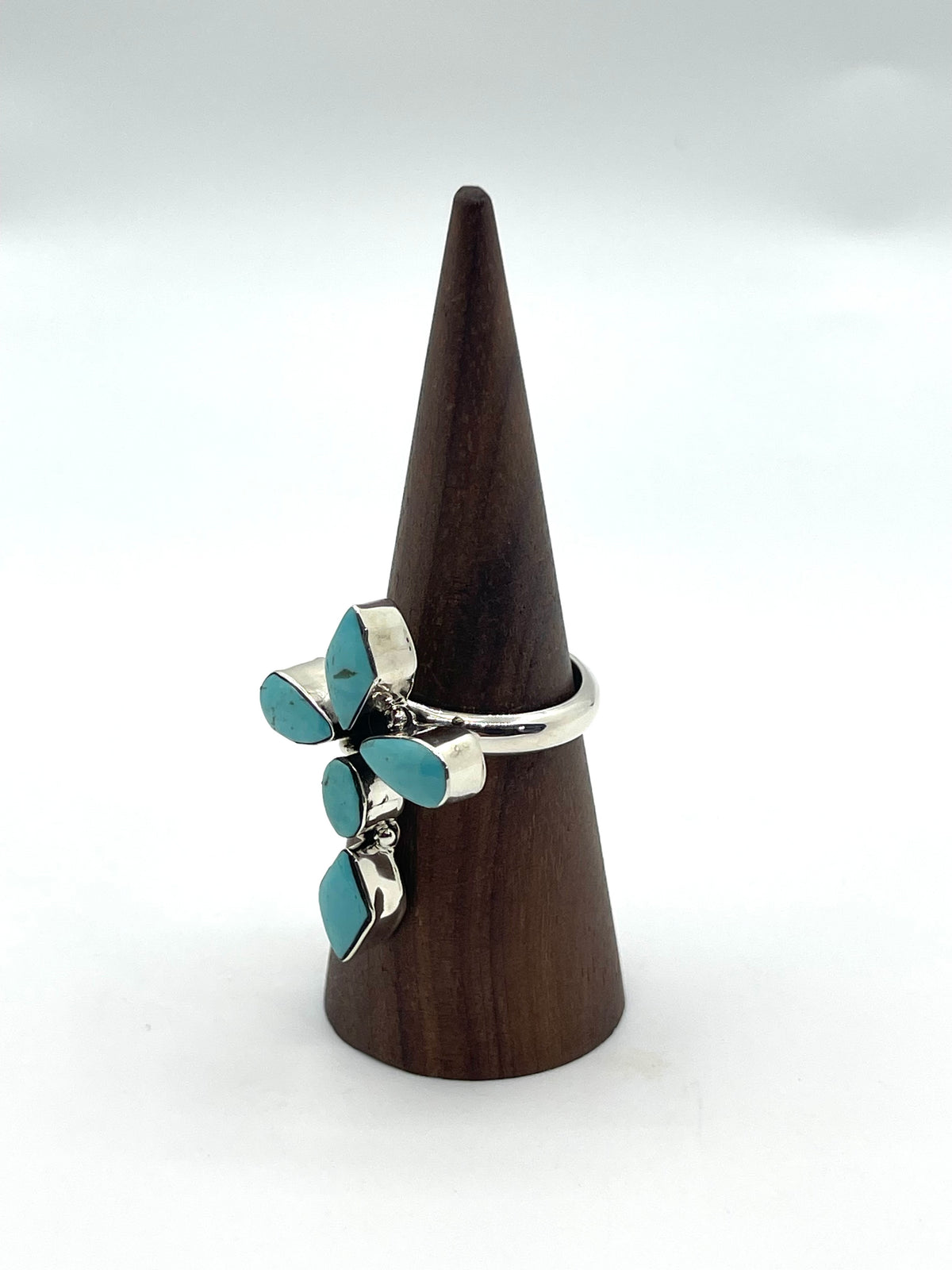 9.0 Turquoise Cross Ring by Running Bear, Navajo